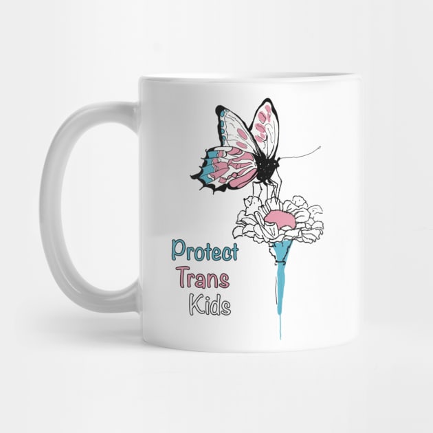 Protect Trans Kids Butterfly on Flower t-shirt by Peaceful Pigments